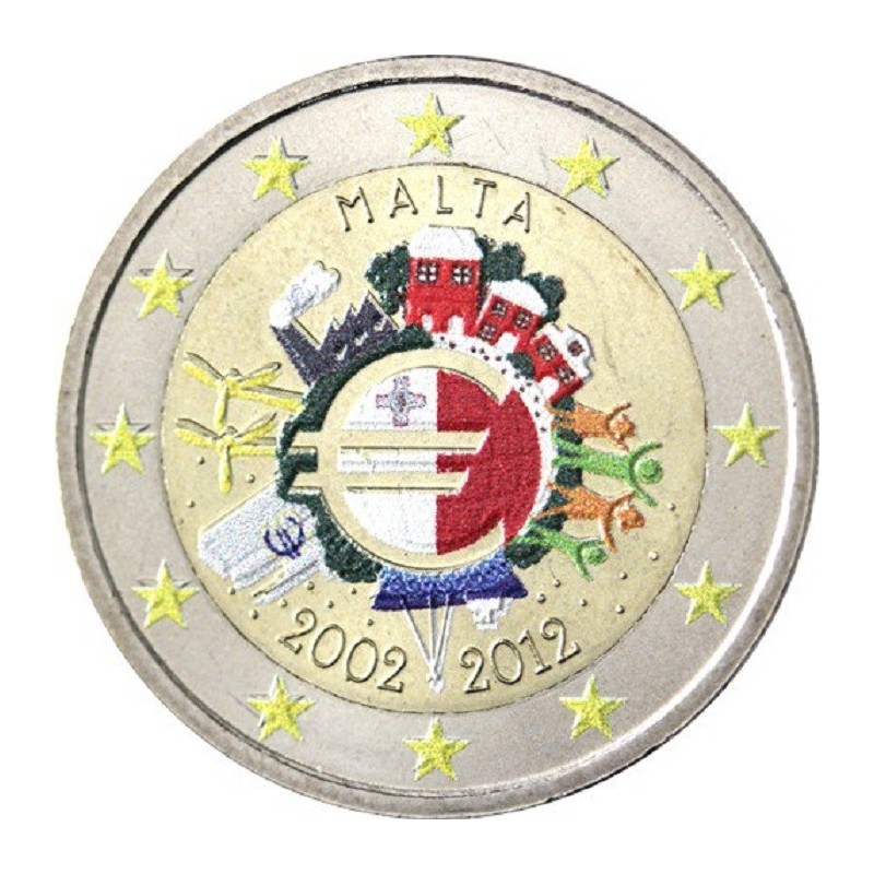 euroerme érme 2 Euro Málta 2012 - Az Euro 10. évfordulója II. (szín...