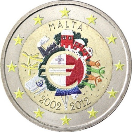 euroerme érme 2 Euro Málta 2012 - Az Euro 10. évfordulója II. (szín...