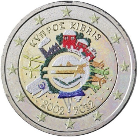 euroerme érme 2 Euro Ciprus 2012 - Az Euro 10. évfordulója II. (szí...
