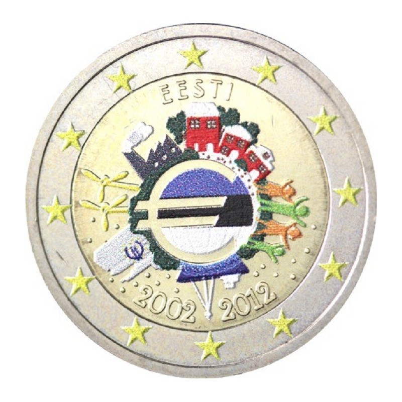 Euromince mince 2 Euro Estónsko 2012 - 10. výročia vzniku Eura II. ...