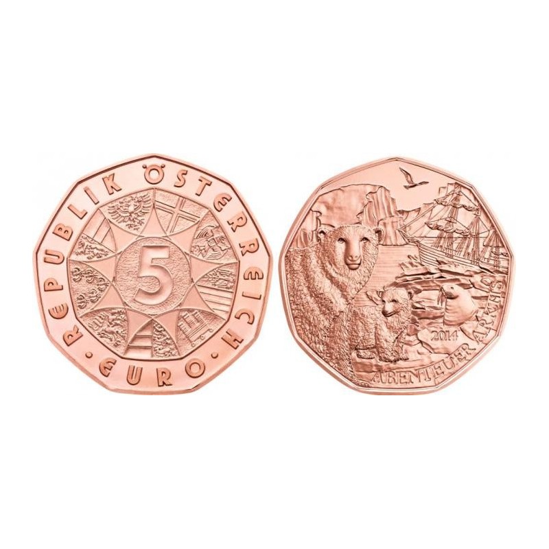 Euromince mince 5 Euro Rakúsko 2014 Abenteuer Arktis (UNC)