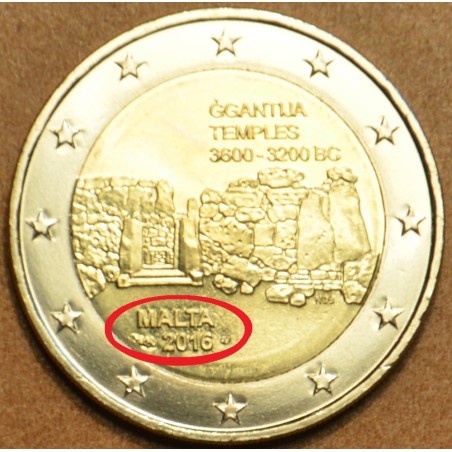 Euromince mince 2 Euro Malta 2016 - !francúzska značka! - Chrámy Gg...