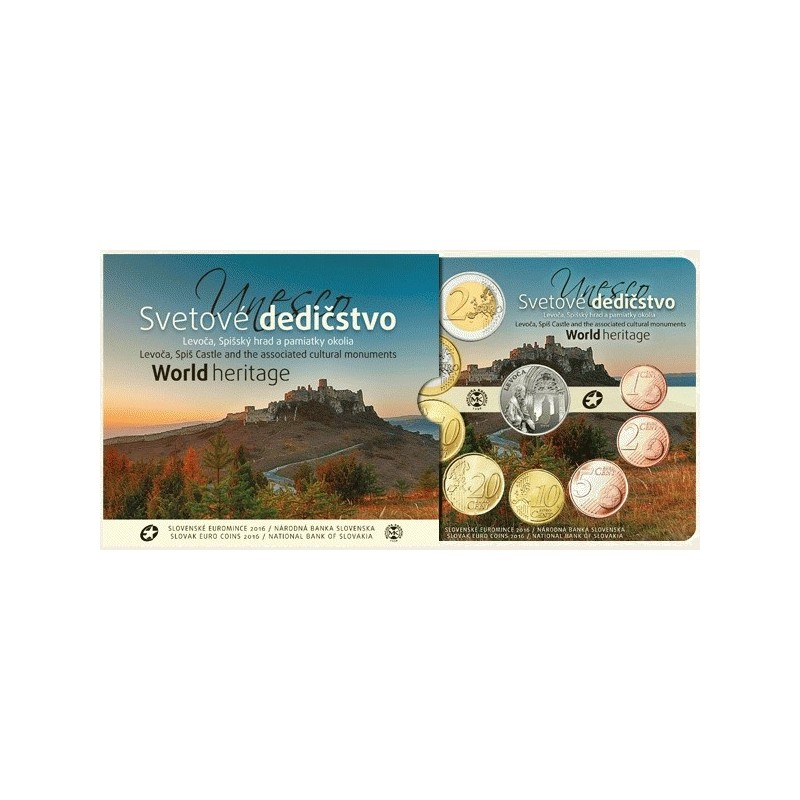 eurocoin eurocoins Set of 8 Slovak coins 2016 Levoča, castle of Spiš