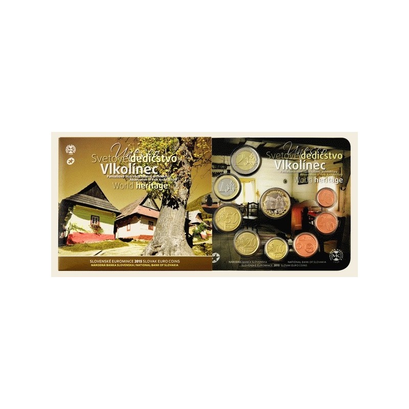 Euromince mince Súbor 8 Slovenských mincí 2015 Vlkolinec (BU)