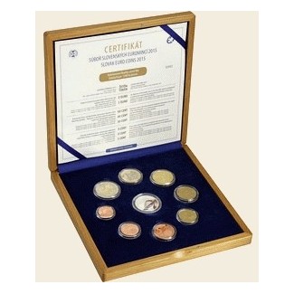 Euromince mince Súbor 8 Slovenských mincí 2015 v drevenej kazete (P...