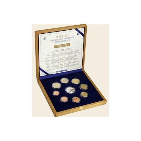 eurocoin eurocoins Set of 8 Slovak coins 2015 in wooden case (Proof)