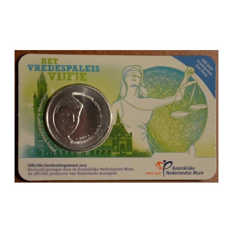 eurocoin eurocoins 5 Euro Netherlands 2013 Palace of peace (UNC card)