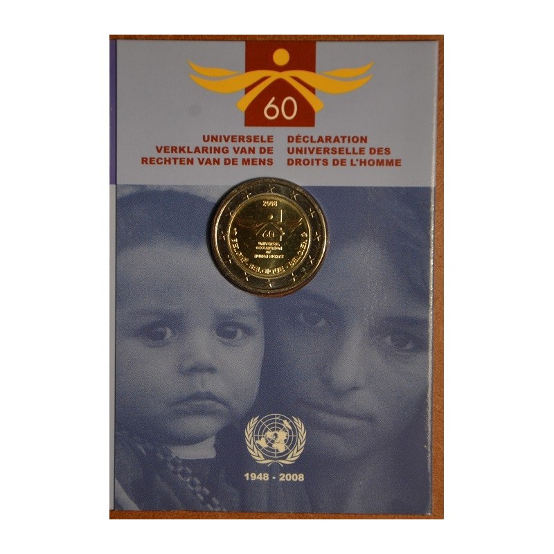 eurocoin eurocoins 2 Euro Belgium 2008 - 60th anniversary of the Un...