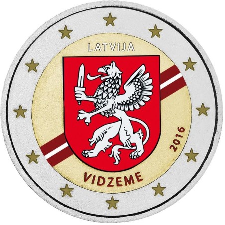 euroerme érme 2 Euro Lettország 2016 - A Vidzeme régió (színezett UNC)