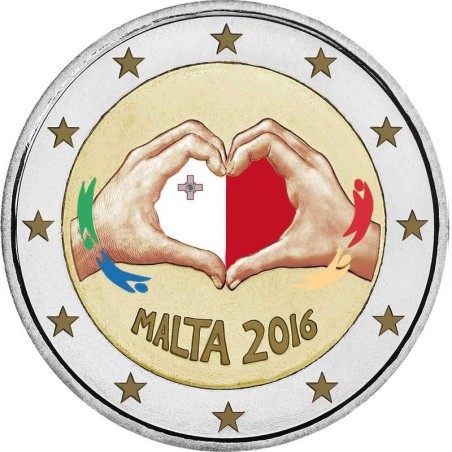 Euromince mince 2 Euro Malta 2016 - Láska (farebná UNC)