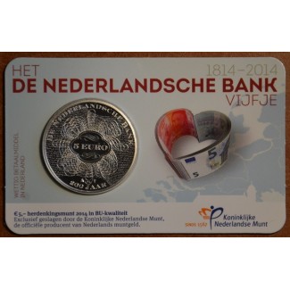 Euromince mince 5 Euro Holandsko 2014 - 200 rokov banky (BU karta)