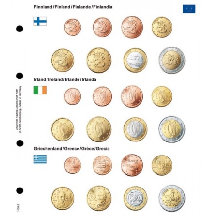 Euromince mince Sady Fínsko, Írsko, Grécko do Lindner albumu