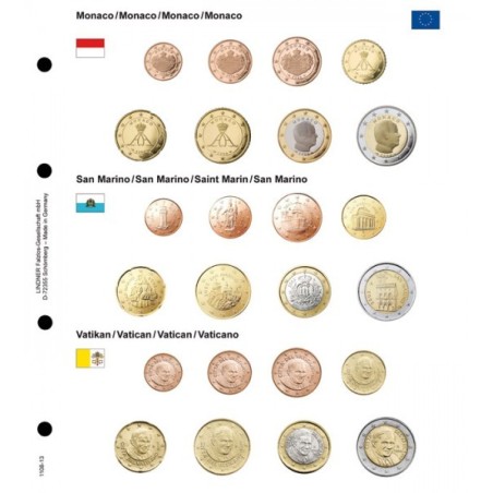 Euromince mince Sady Monaco, San Marino, Vatikán do Lindner albumu