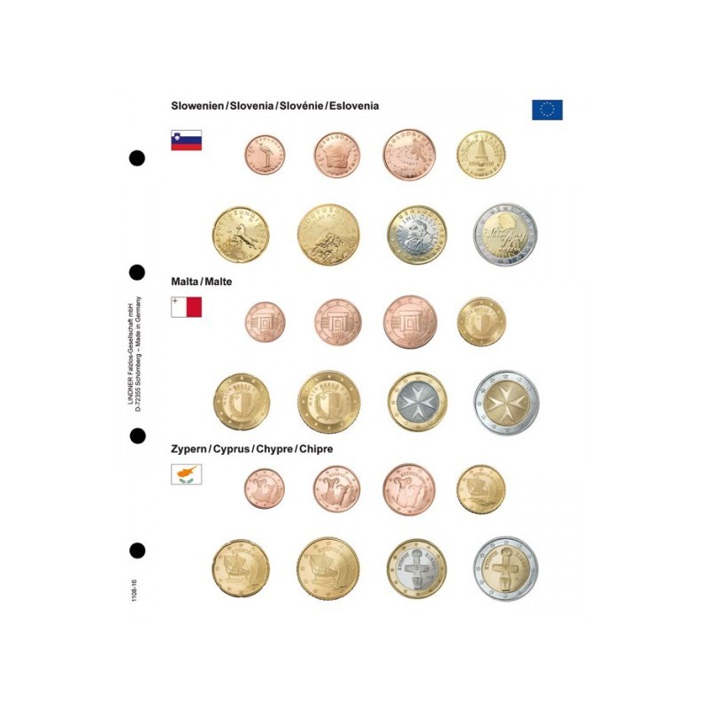 eurocoin eurocoins Slovenia, Malta, Cyprus page into Lindner album