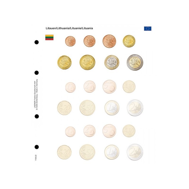 Euromince mince Sady Litva a 2 prázdne do Lindner albumu