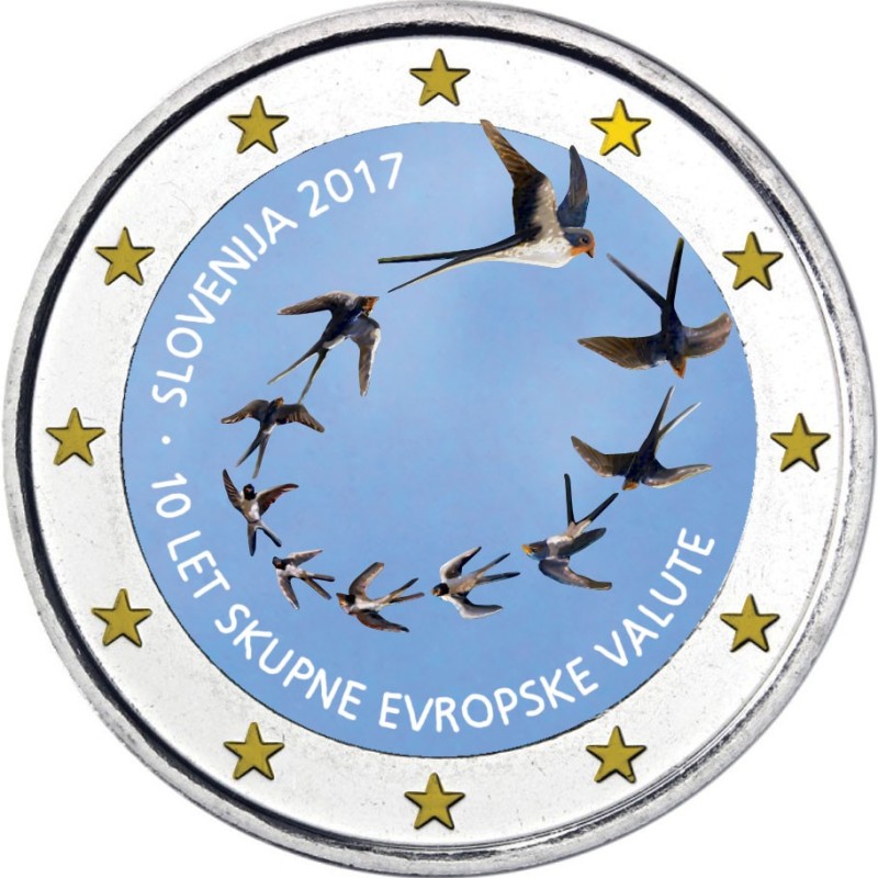 eurocoin eurocoins 2 Euro Slovenia 2017 - 10 years of Euro (colored...