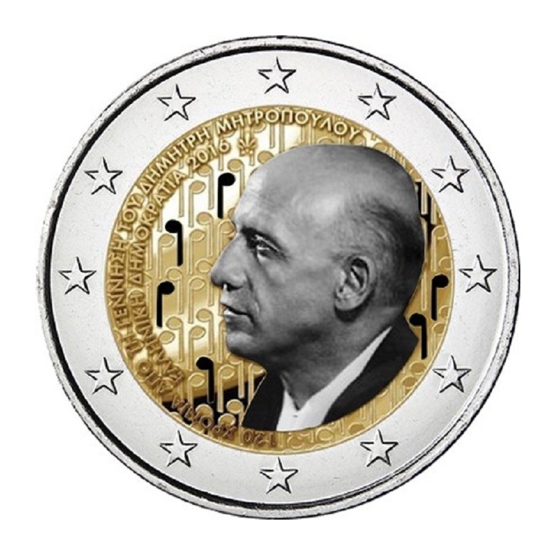 Euromince mince 2 Euro Grécko 2016 - Dimitri Mitropoulos II. (fareb...