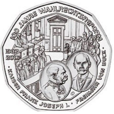 Euromince mince 5 Euro Rakúsko 2007 - Volebné právo (UNC)