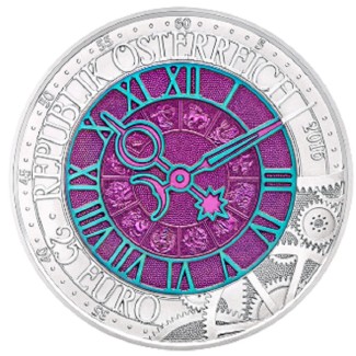 euroerme érme 25 Euro Ausztria 2016 - ezüst nióbium érme Az idő (UNC)