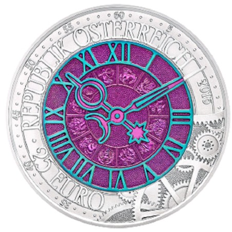 euroerme érme 25 Euro Ausztria 2016 - ezüst nióbium érme Az idő (UNC)
