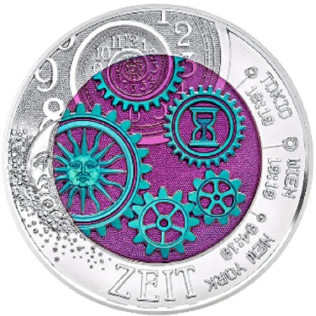 euroerme érme 25 Euro Ausztria 2016 - ezüst nióbium érme Az idő (UNC)