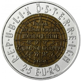 Euromince mince 25 Euro Rakúsko 2006 - Satelitná navigácia (Niob)