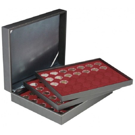 eurocoin eurocoins Lindner NERA XL red coin box for 3x35 2 Euro cap...