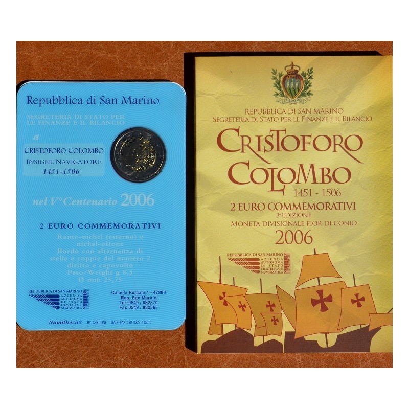 eurocoin eurocoins 2 Euro San Marino 2006 - 500th Anniversary of th...