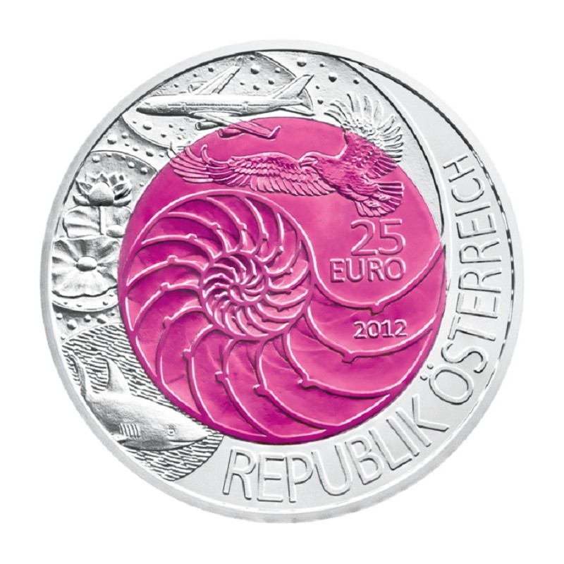 eurocoin eurocoins 25 Euro Austria 2012 - silver niobium coin Bioni...