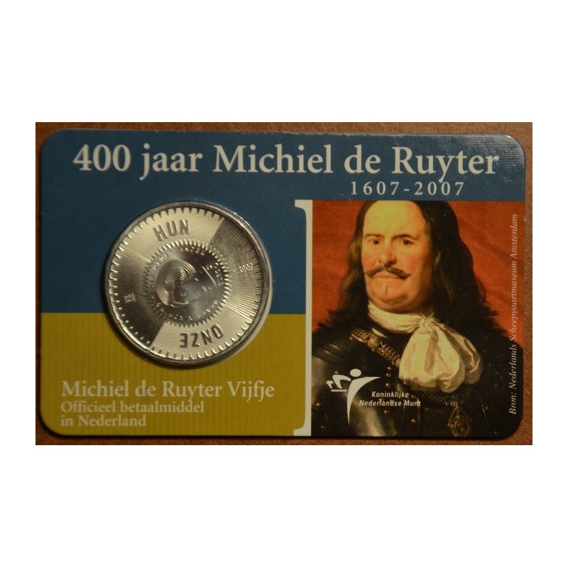 euroerme érme 5 Euro Hollandia 2007 - de Ruyter (BU kártya)