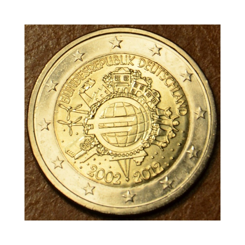 eurocoin eurocoins 2 Euro Germany 2012 \\"F\\" Ten years of Euro (UNC)