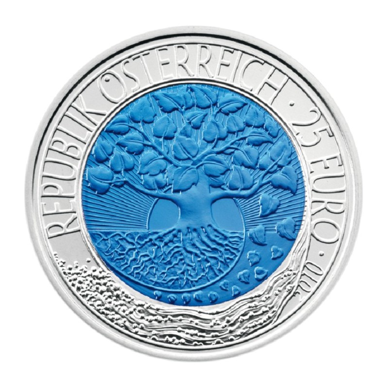 eurocoin eurocoins 25 Euro Austria 2010 - silver niobium coin Renew...