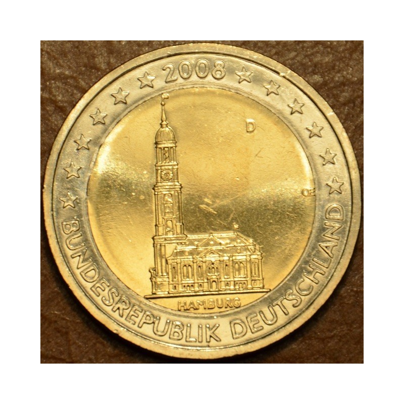 Euromince mince 2 Euro Nemecko 2008 \\"D\\" Hamburg: kostol sv. Mic...