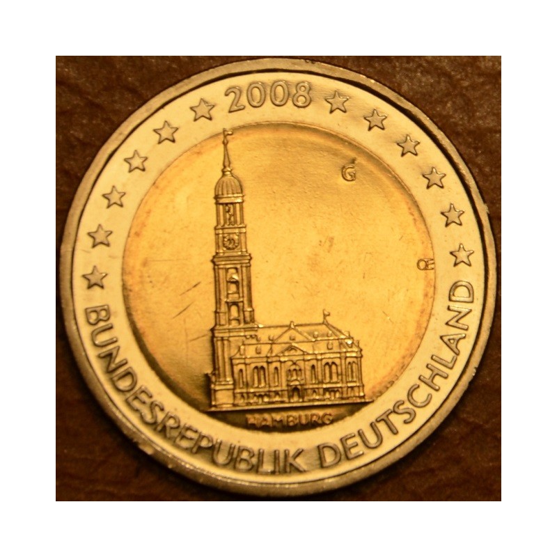 Euromince mince 2 Euro Nemecko 2008 \\"G\\" Hamburg: kostol sv. Mic...