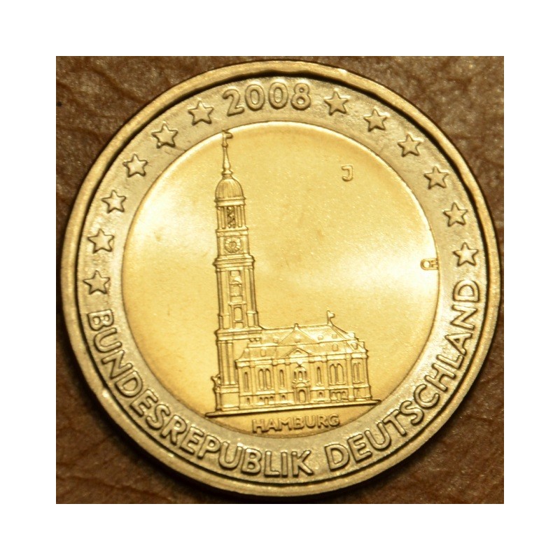 Euromince mince 2 Euro Nemecko 2008 \\"J\\" Hamburg: kostol sv. Mic...