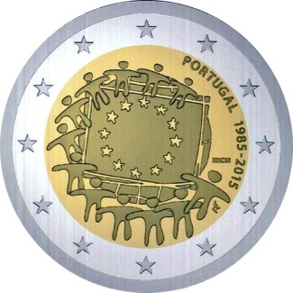Euromince mince Poškodená 2 Euro Portugalsko 2015 - 30 rokov Europs...