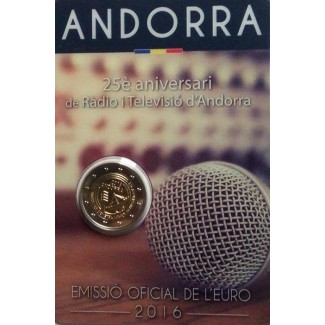 euroerme érme 2 Euro Andorra 2016 - A TV es radio 25 eve (BU kártya)