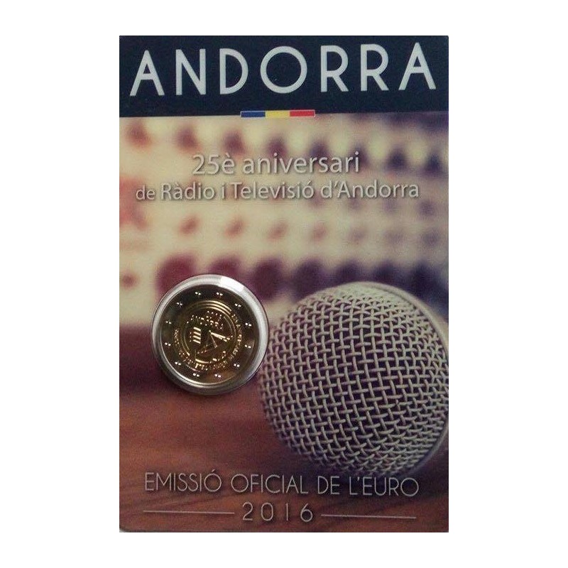 euroerme érme 2 Euro Andorra 2016 - A TV es radio 25 eve (BU kártya)