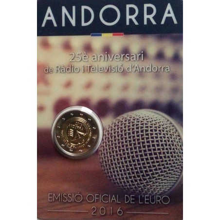 Euromince mince 2 Euro Andorra 2016 - 25 rokov TV a radia (BU karta)