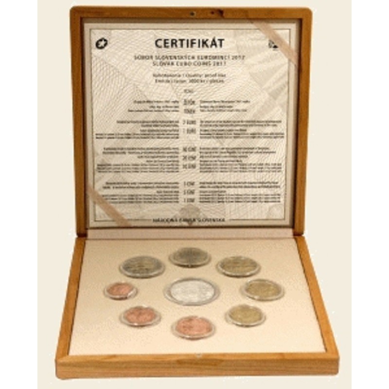 eurocoin eurocoins Set of 8 Slovak coins 2017 in wooden case - Mari...