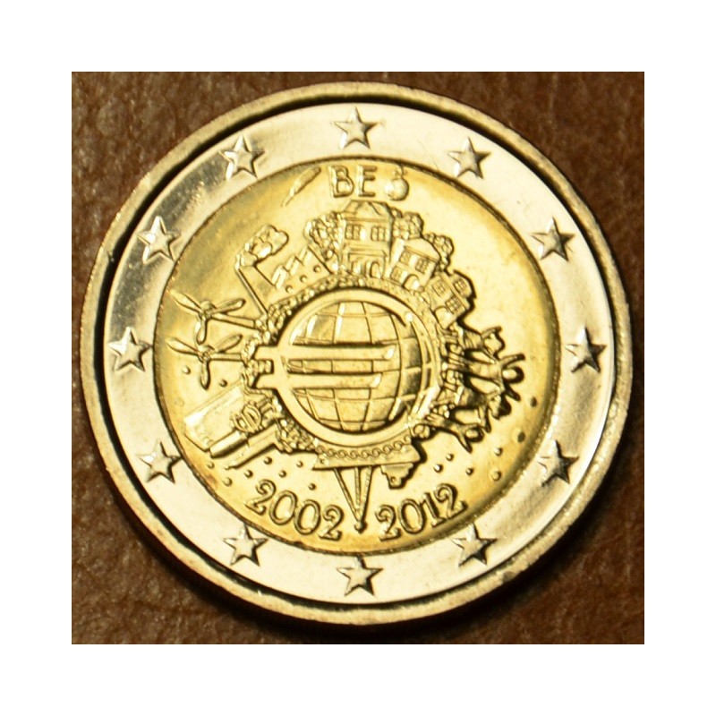 Euromince mince Poškodená 2 Euro Belgicko 2012 - 10. výročia vzniku...