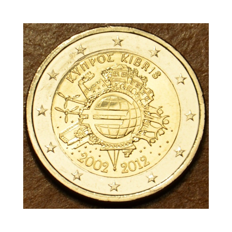 Euromince mince Poškodená 2 Euro Cyprus 2012 - 10. výročia vzniku E...