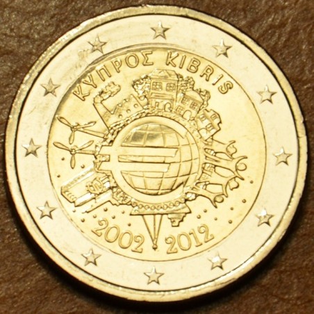 Euromince mince Poškodená 2 Euro Cyprus 2012 - 10. výročia vzniku E...