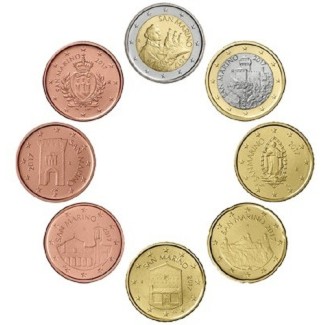 eurocoin eurocoins San Marino 2017 set with new design of coins (UNC)