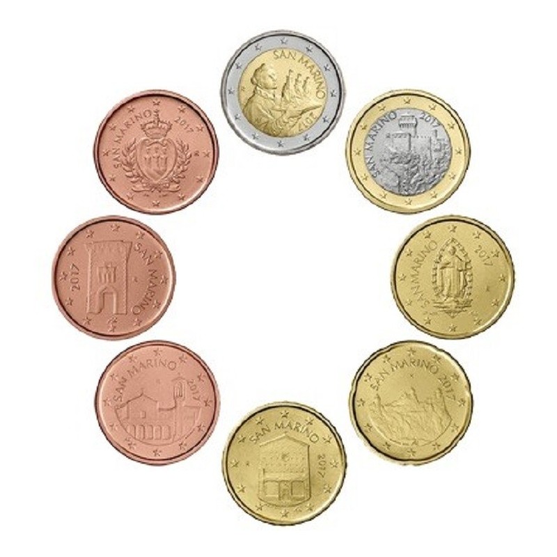 eurocoin eurocoins San Marino 2017 set with new design of coins (UNC)