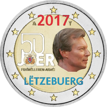 Euromince mince 2 Euro Luxembursko 2017 - Vojenská služba (farebná ...