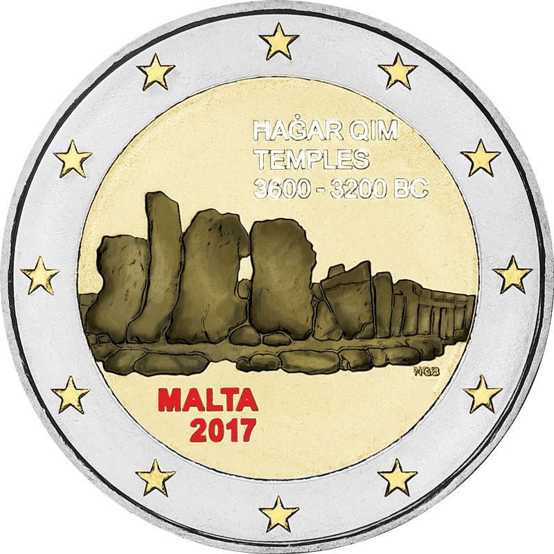 Euromince mince 2 Euro Malta 2017 - Hagar Qim (farebná UNC)