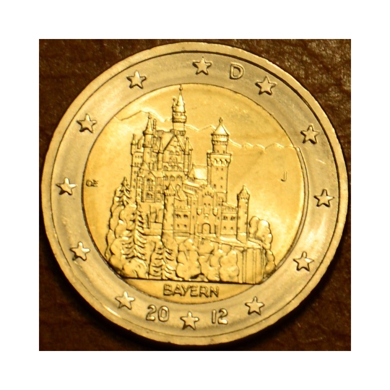 Euromince mince 2 Euro Nemecko 2012 \\"J\\" Bavorsko: Neuschwanstei...
