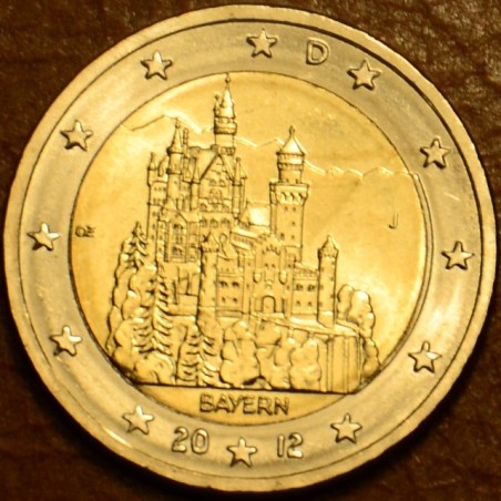 Euromince mince 2 Euro Nemecko 2012 \\"J\\" Bavorsko: Neuschwanstei...