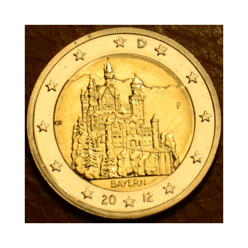 Euromince mince 2 Euro Nemecko 2012 \\"F\\" Bavorsko: Neuschwanstei...